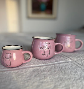 Ceramic mug with cat, lavender