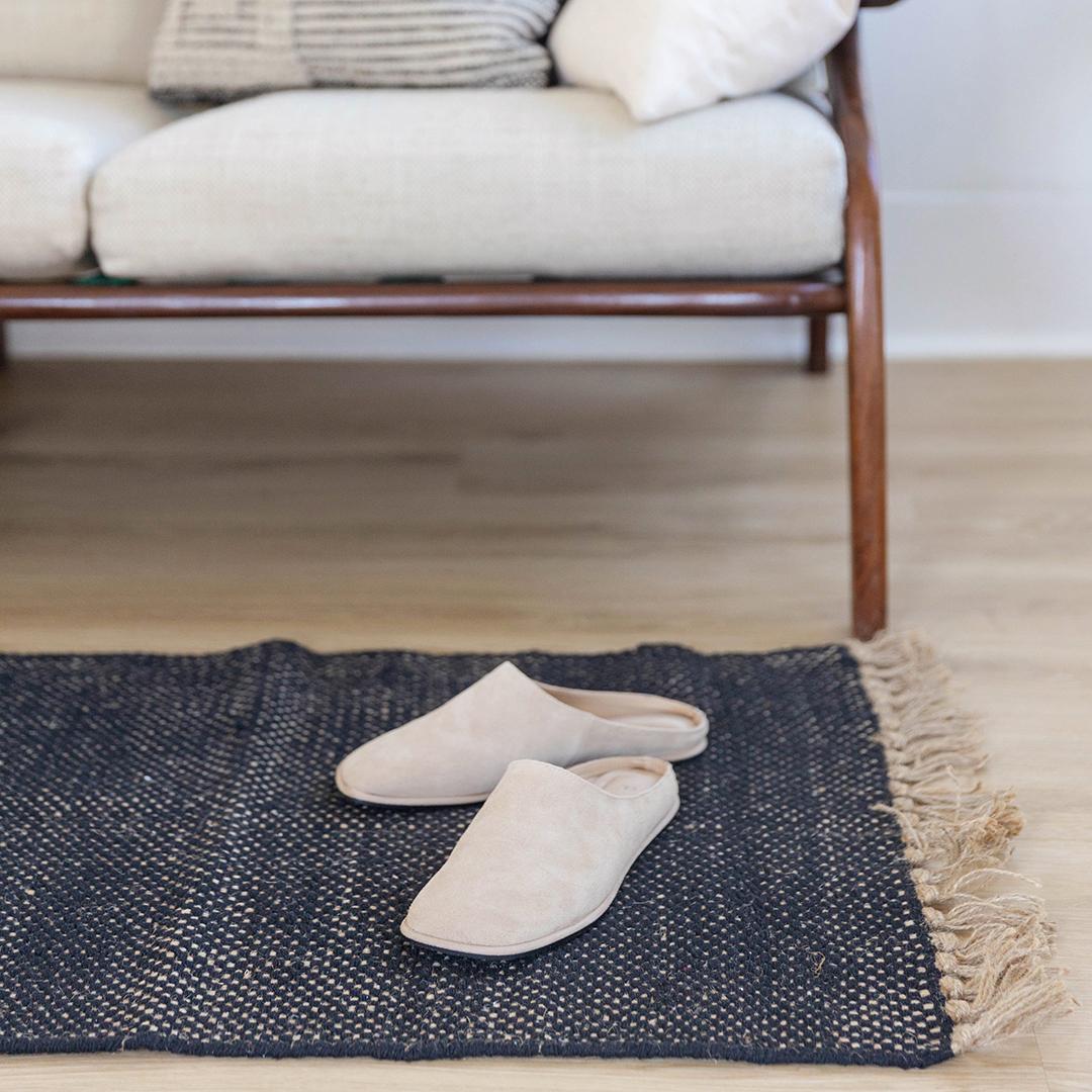 Cotton  and Jute Rug With Fringe, 2' X 3'
