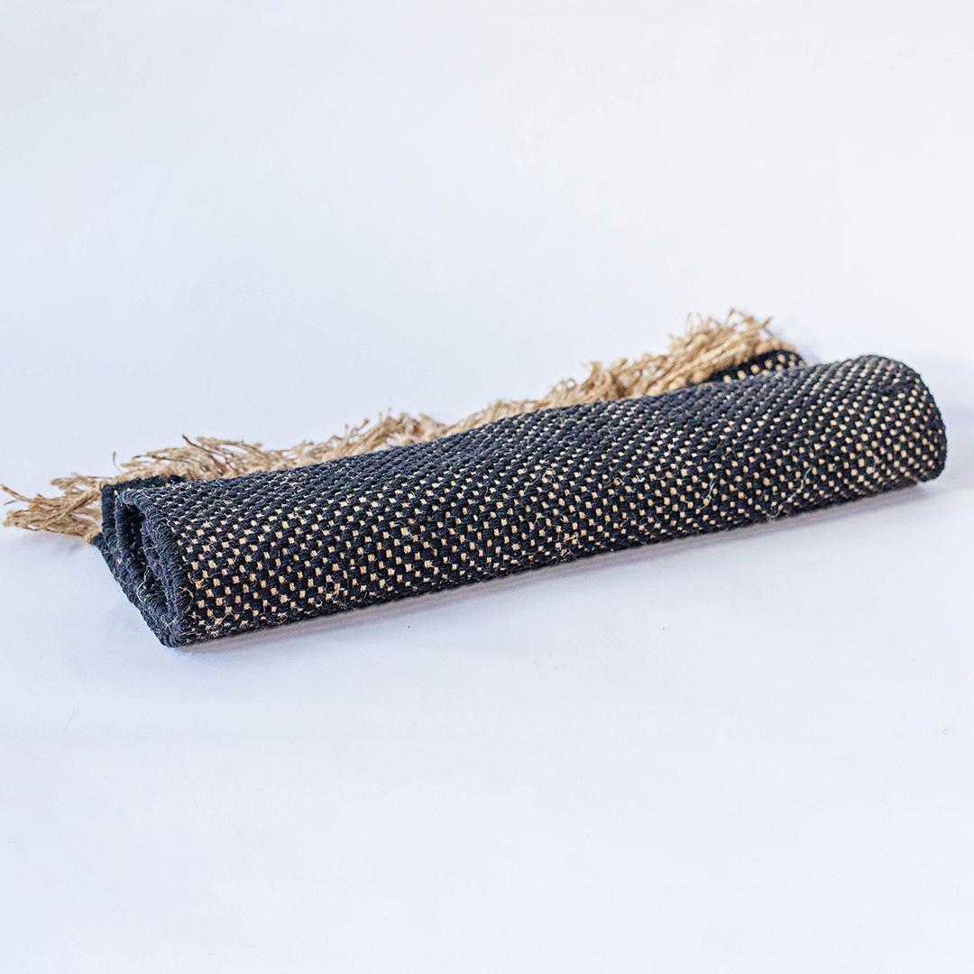Cotton  and Jute Rug With Fringe, 2' X 3'