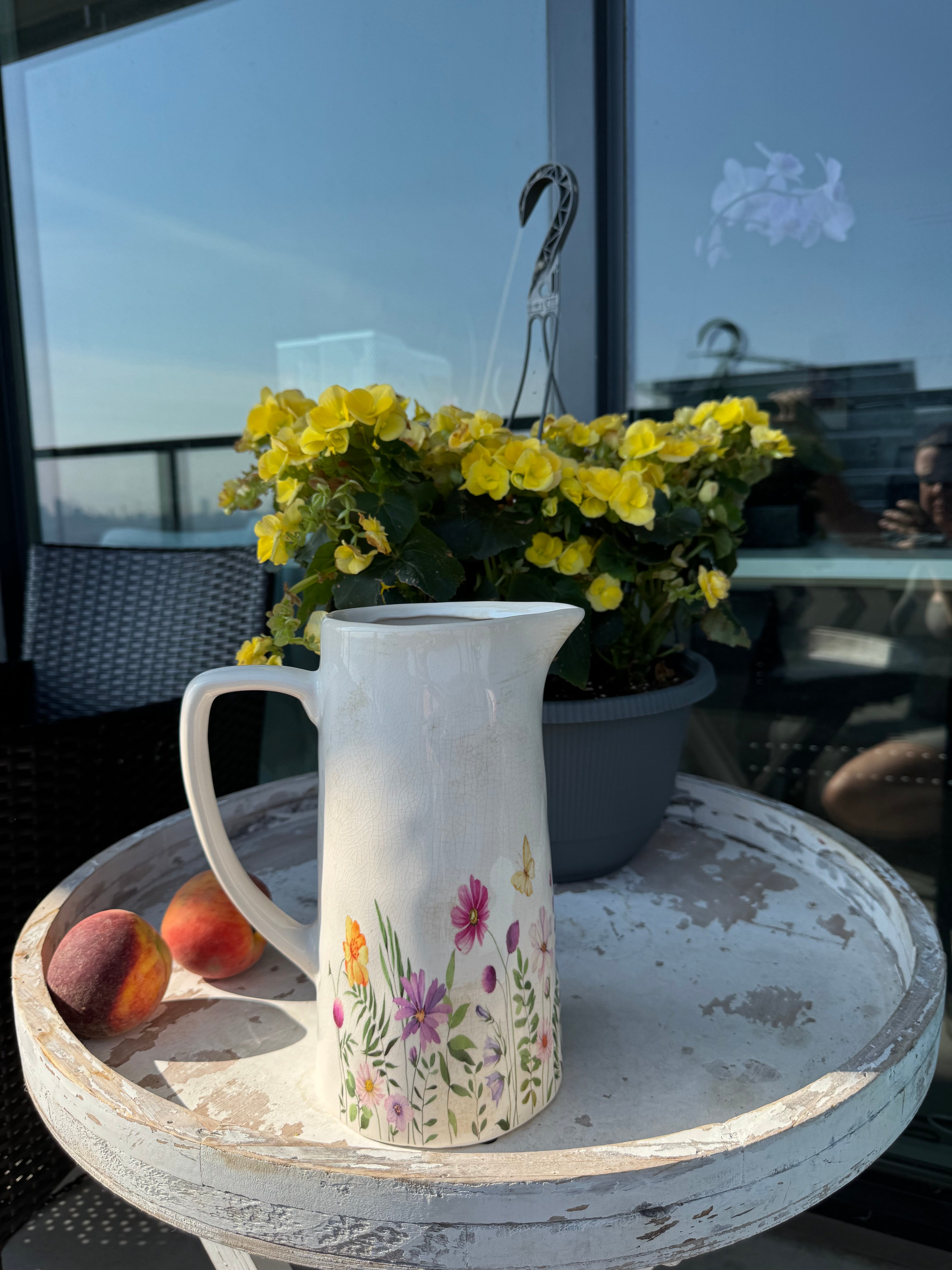 Ceramic Pitcher floral print