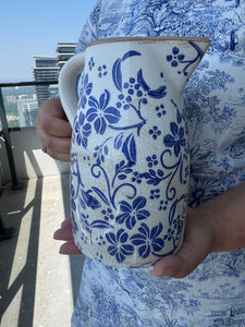 Blue Flowers Ceramic Pitcher