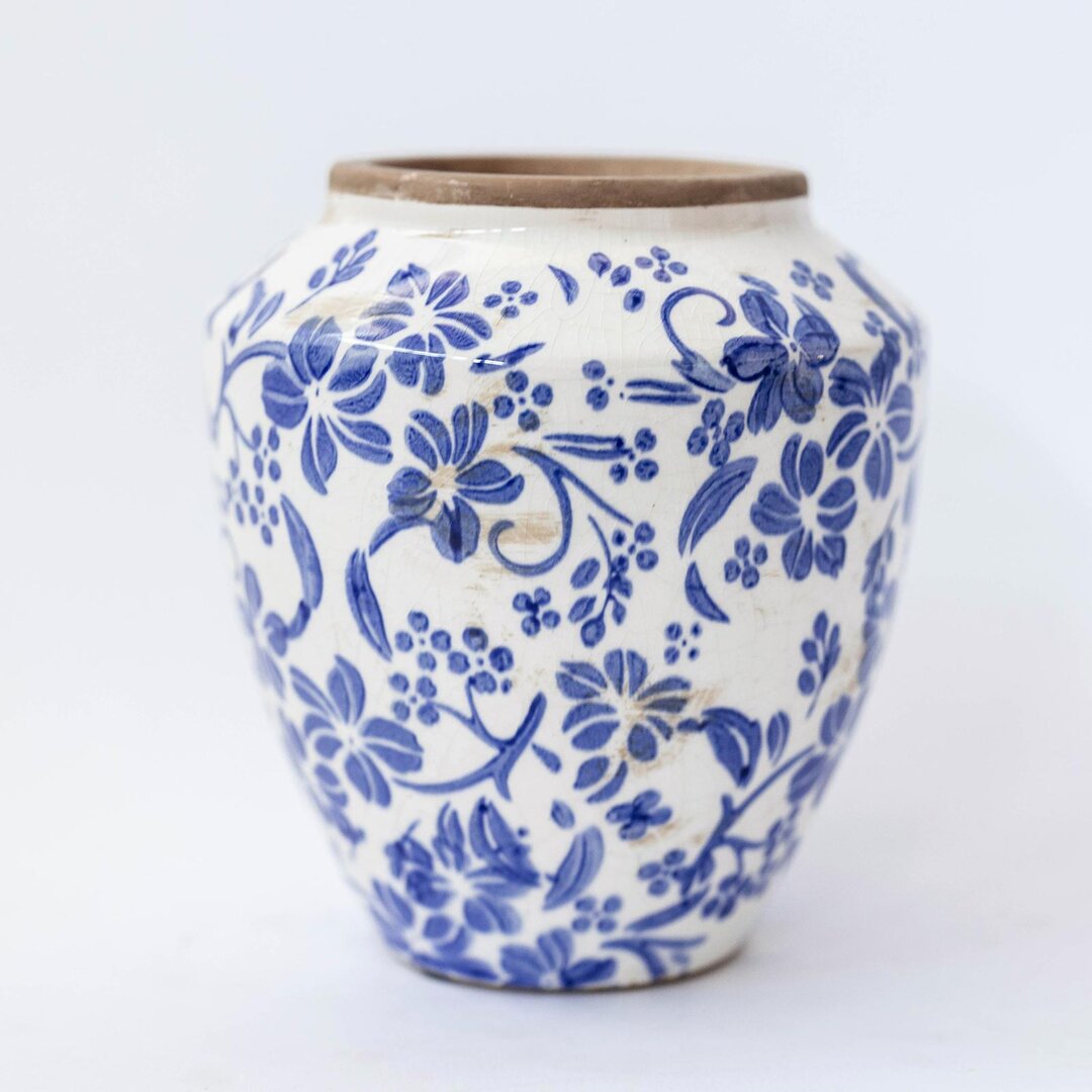 Blue Flowers Ceramic Vase