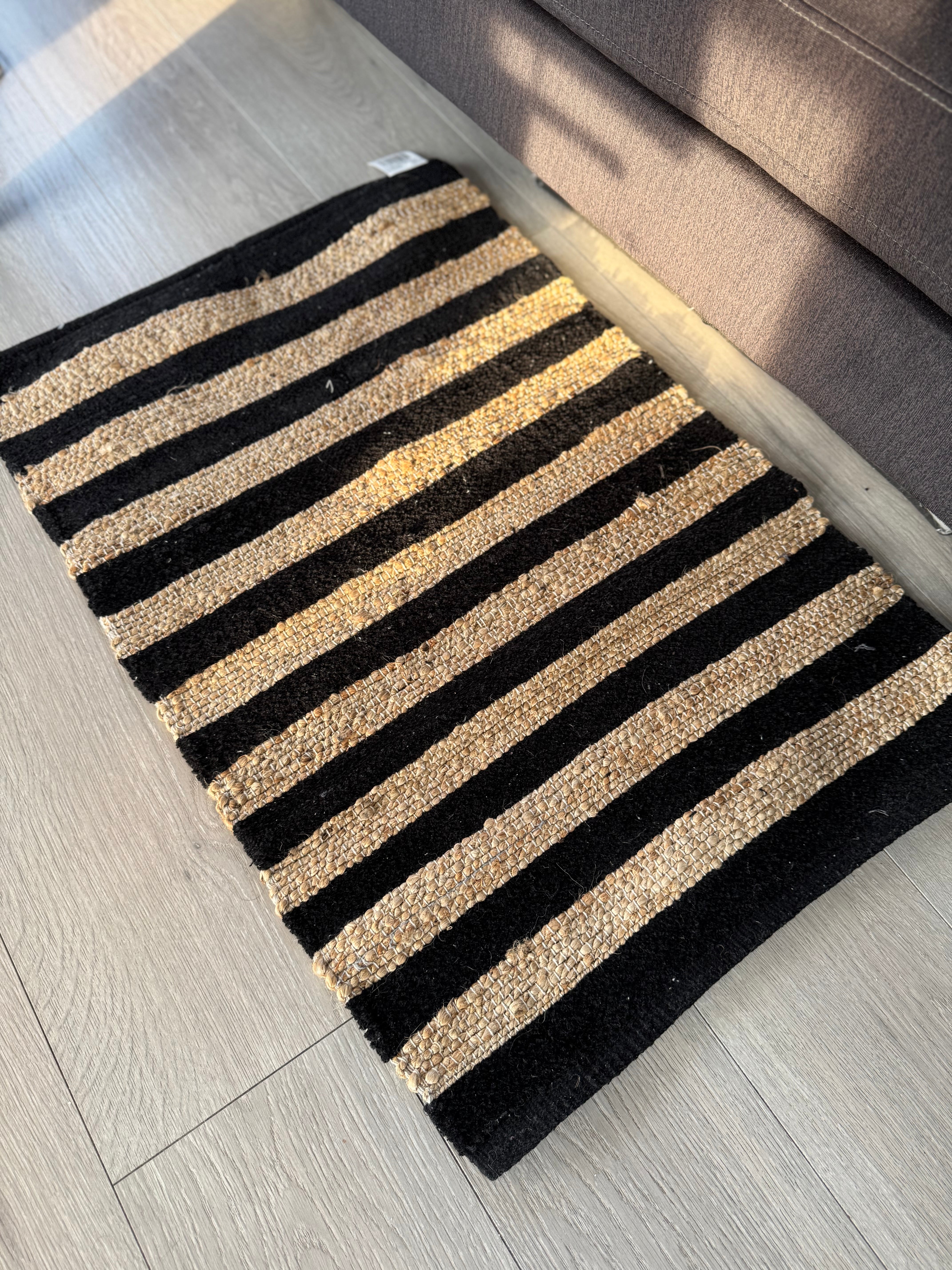 Jute and Cotton Rug Beige
