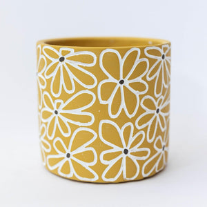 Cement Pot with floral design