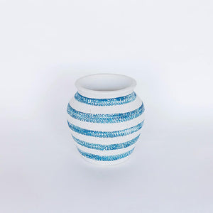 Cement Vase with Blue Stripe