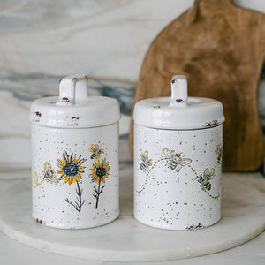 Ceramic Jars with Sunflower and Bee, set of 2
