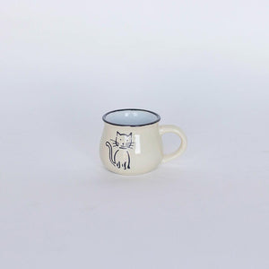 Ceramic mug with cat, cream