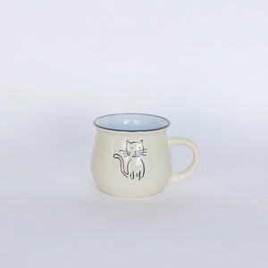 Ceramic mug with cat, cream