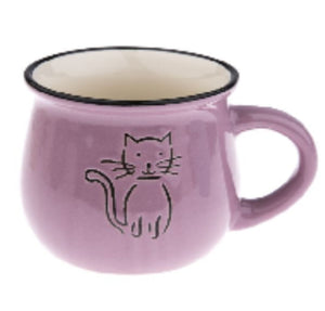 Ceramic mug with cat, lavender