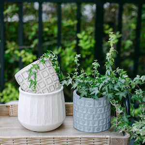 Textured Ceramic Flower Pots, Set of 2