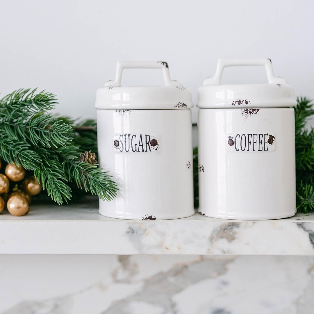 Ceramic Coffee and Sugar Jars, set of 2