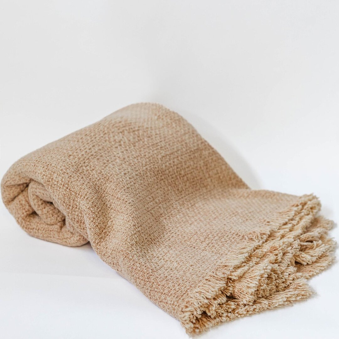 Cotton Throw Blanket with Fringe