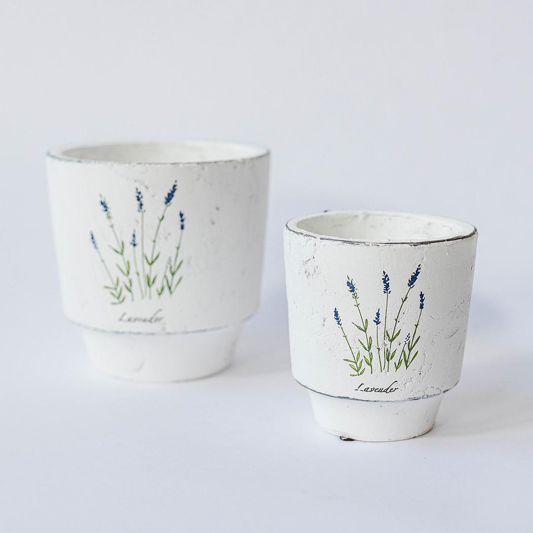 Ceramic Lavender Pots, Set of 2