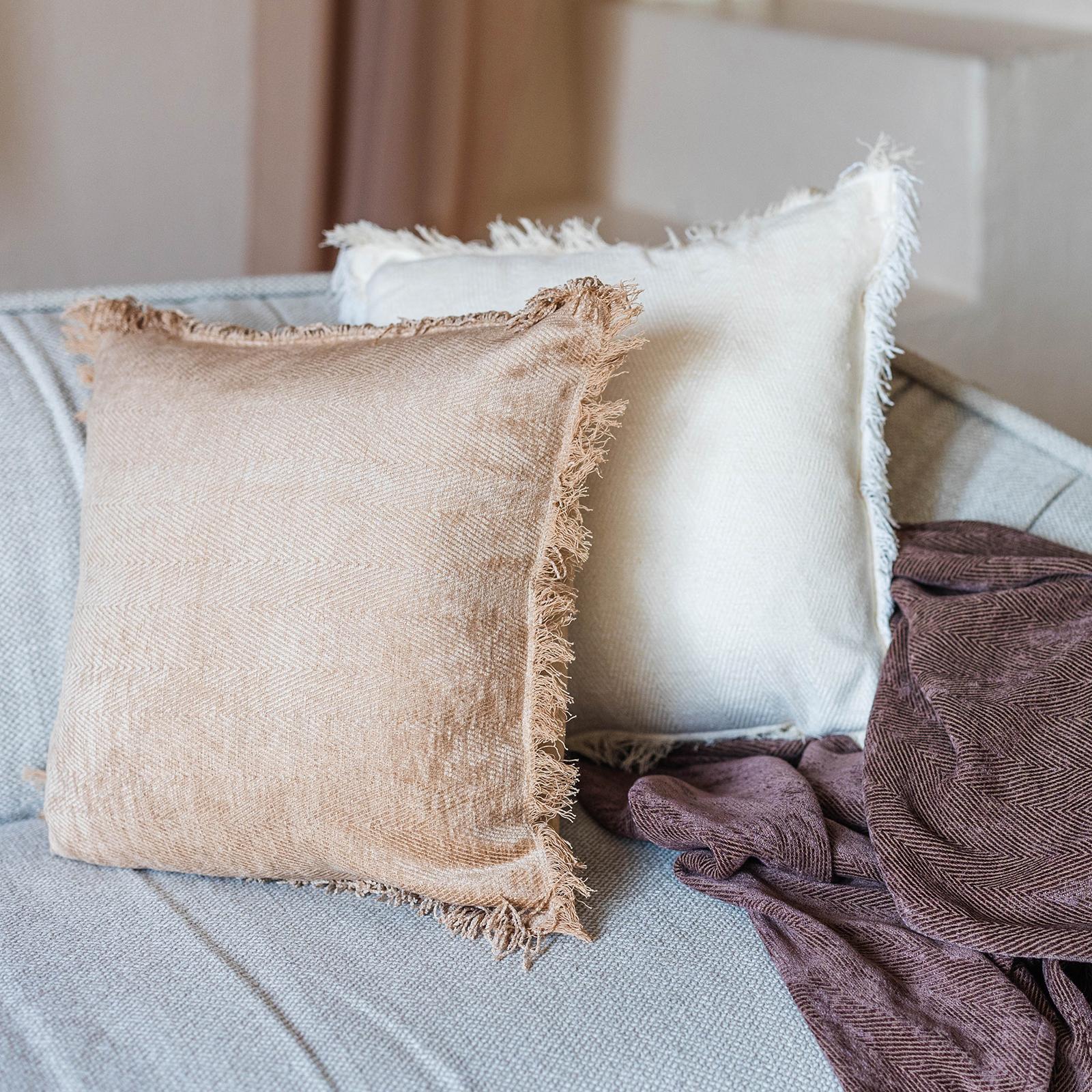 Cotton Cushion Cover with Frayed Edges