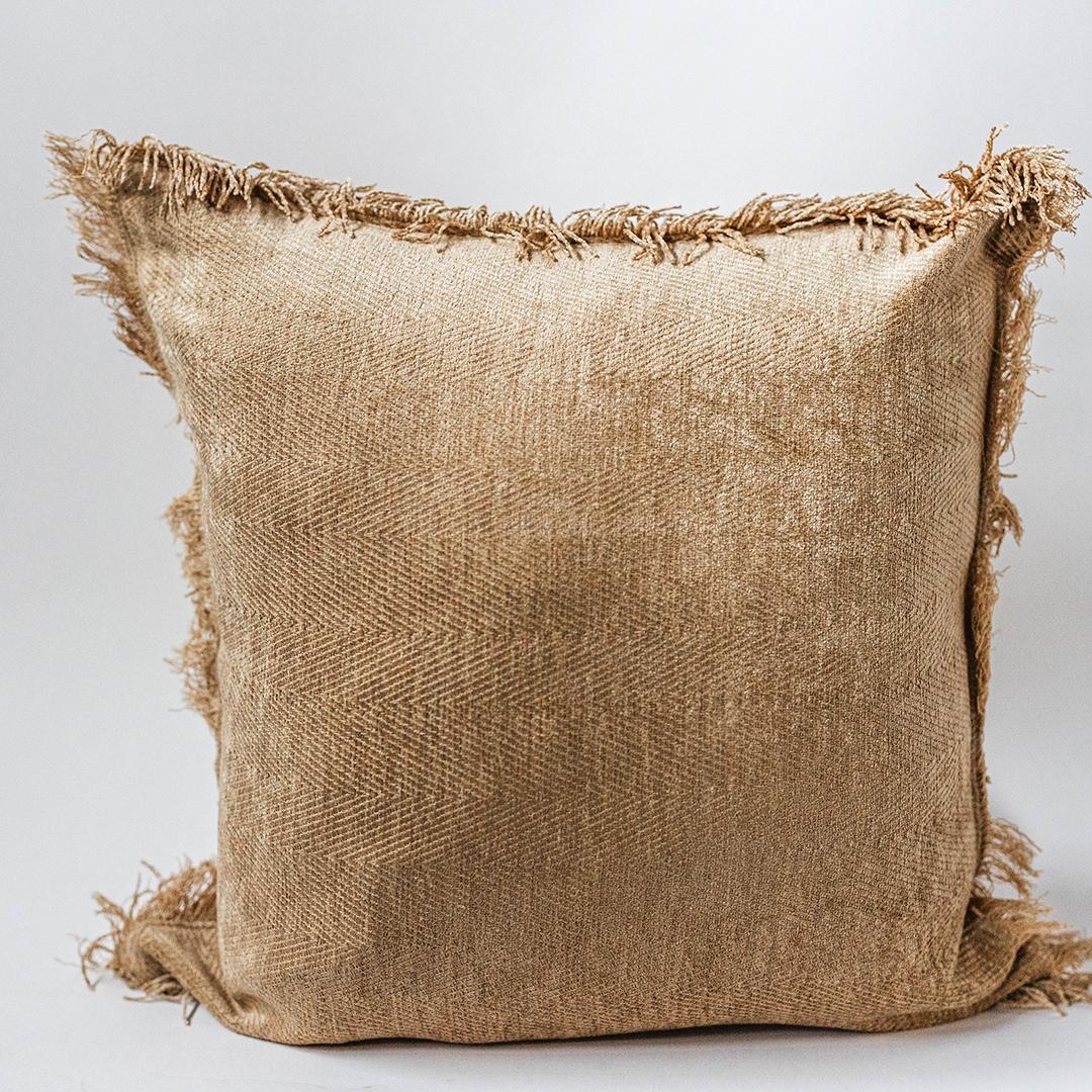 Cotton Cushion Cover with Frayed Edges