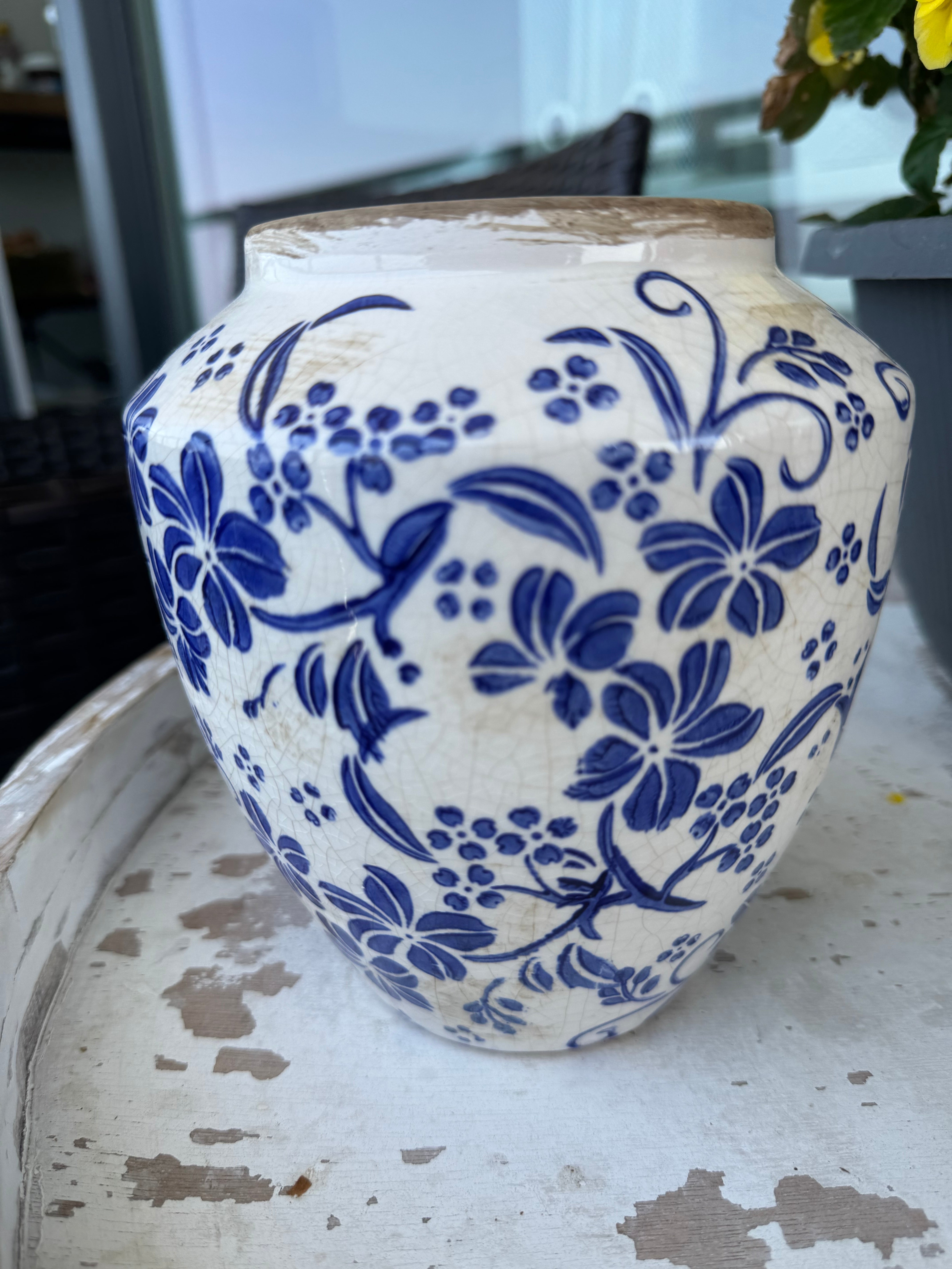Blue Flowers Ceramic Vase