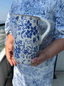 Blue Flowers Ceramic Pitcher