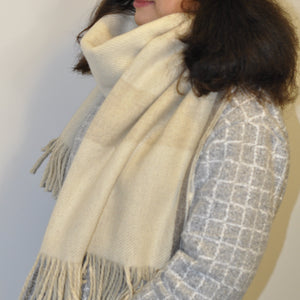 Cream Wool Scarf Long Tassel