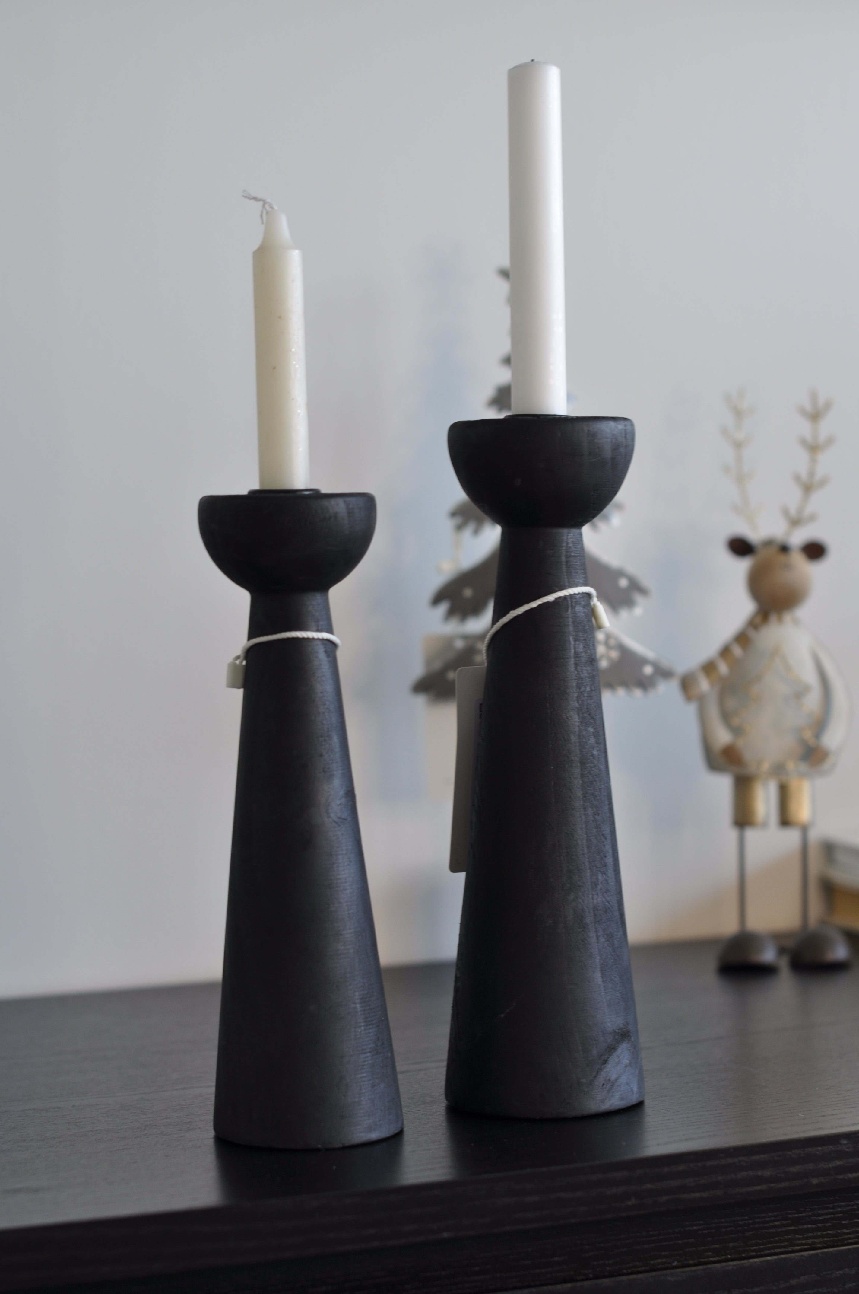 Black Wooden Candle Holder