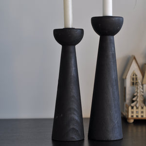 Black Wooden Candle Holder
