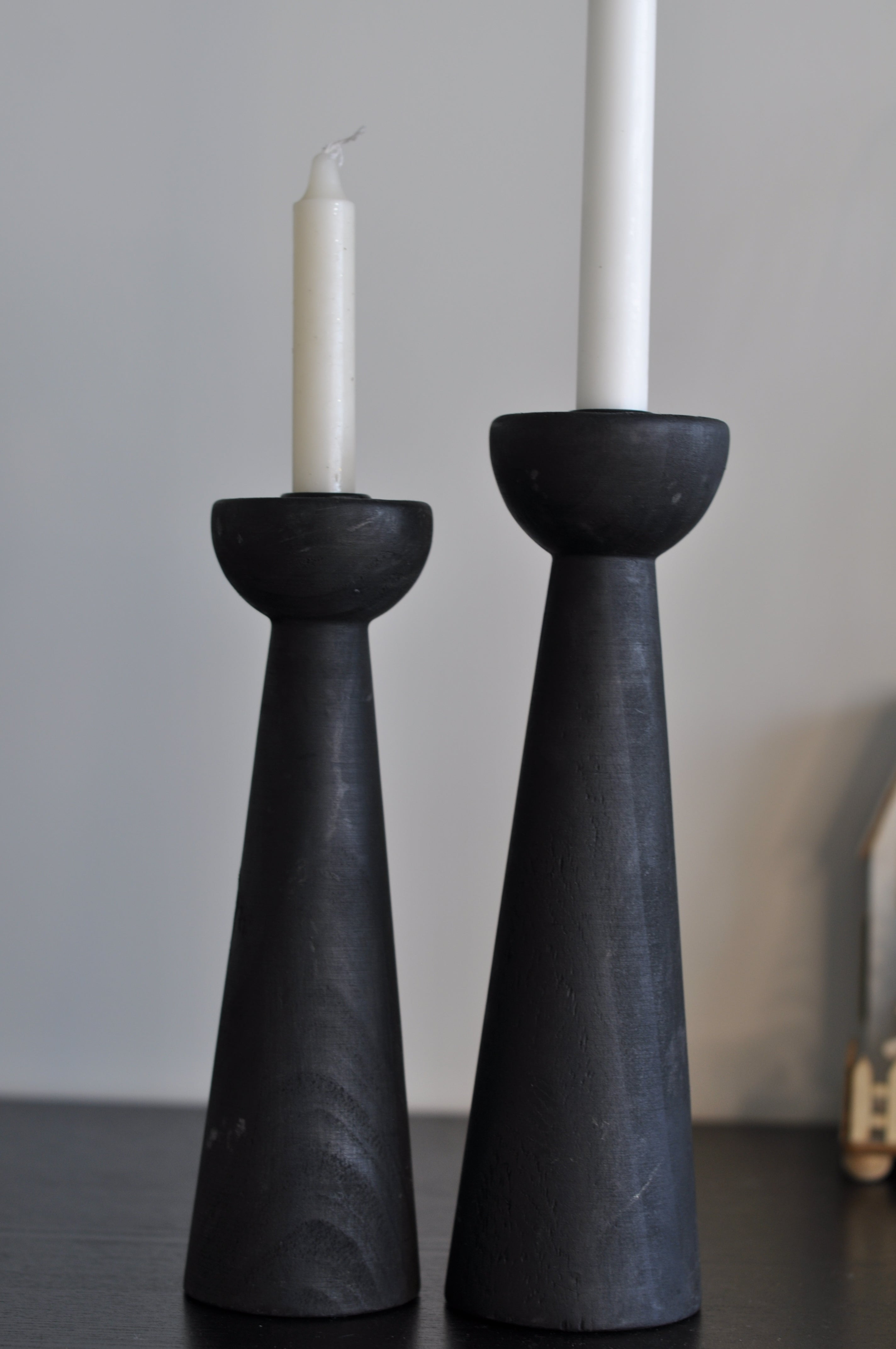 Black Wooden Candle Holder