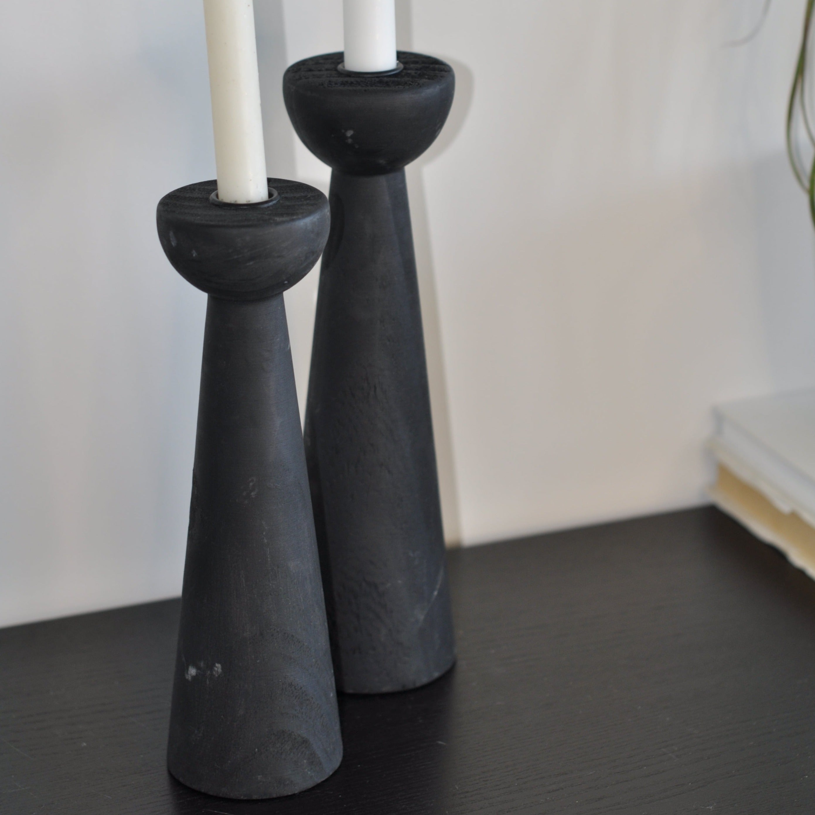 Black Wooden Candle Holder