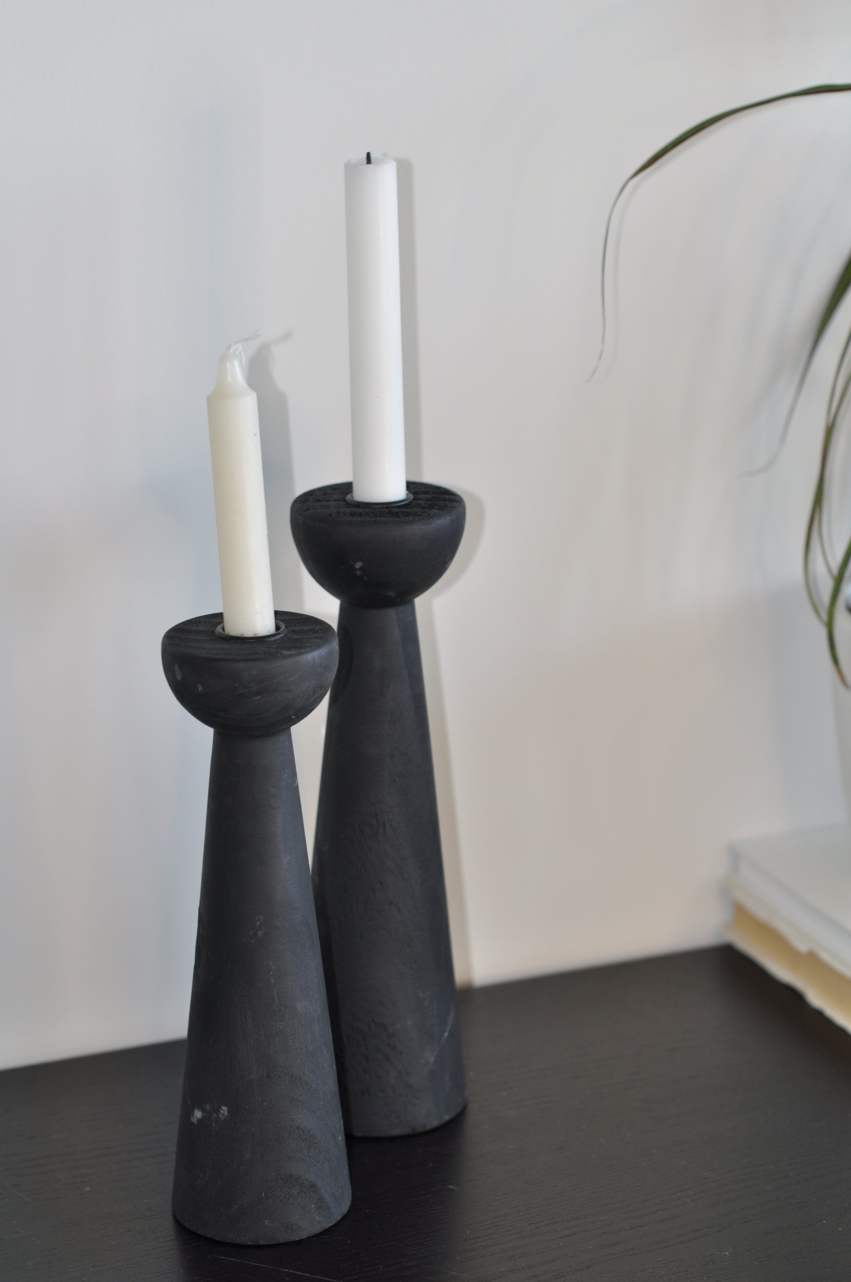 Black Wooden Candle Holder