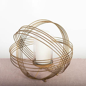 Gold Metal Sphere Tea Light Candle Holder