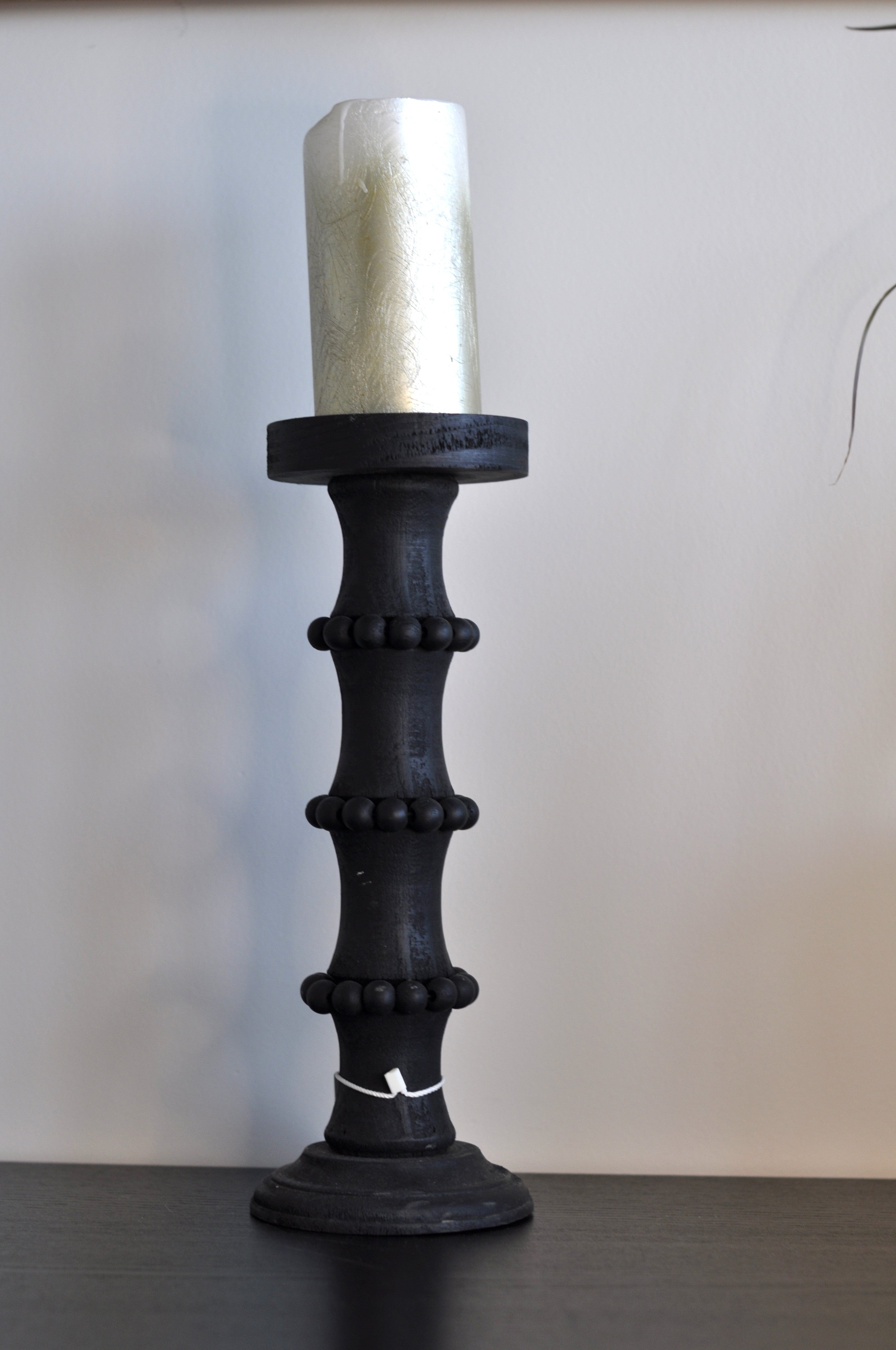 Black Wood Candle Holder