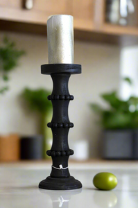 Black Wood Candle Holder