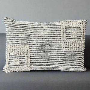 Cotton Woven Cushion Cover with Geometric Pattern