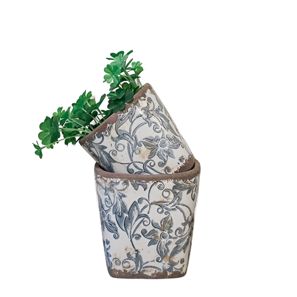 Glazed Ceramic Flower Pots, Set of 2
