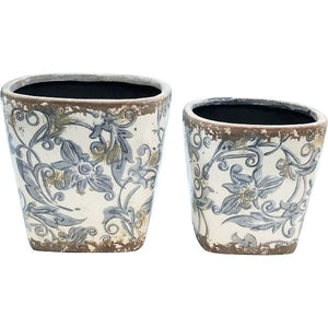 Glazed Ceramic Flower Pots, Set of 2