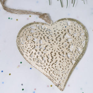 Gold Metal Heart Hanging Decoration