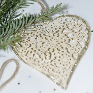 Gold Metal Heart Hanging Decoration