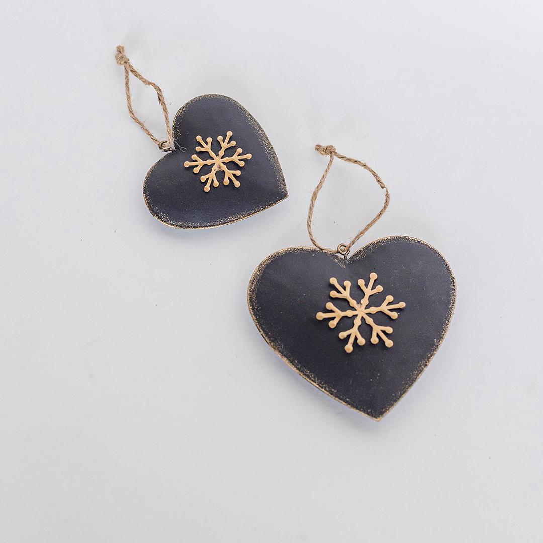 Heart-shaped Christmas ornaments, set of 2