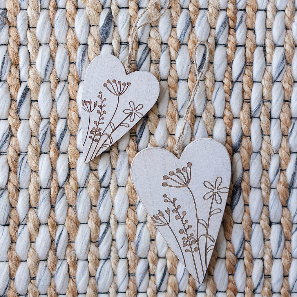Hanging heart decoration with floral design