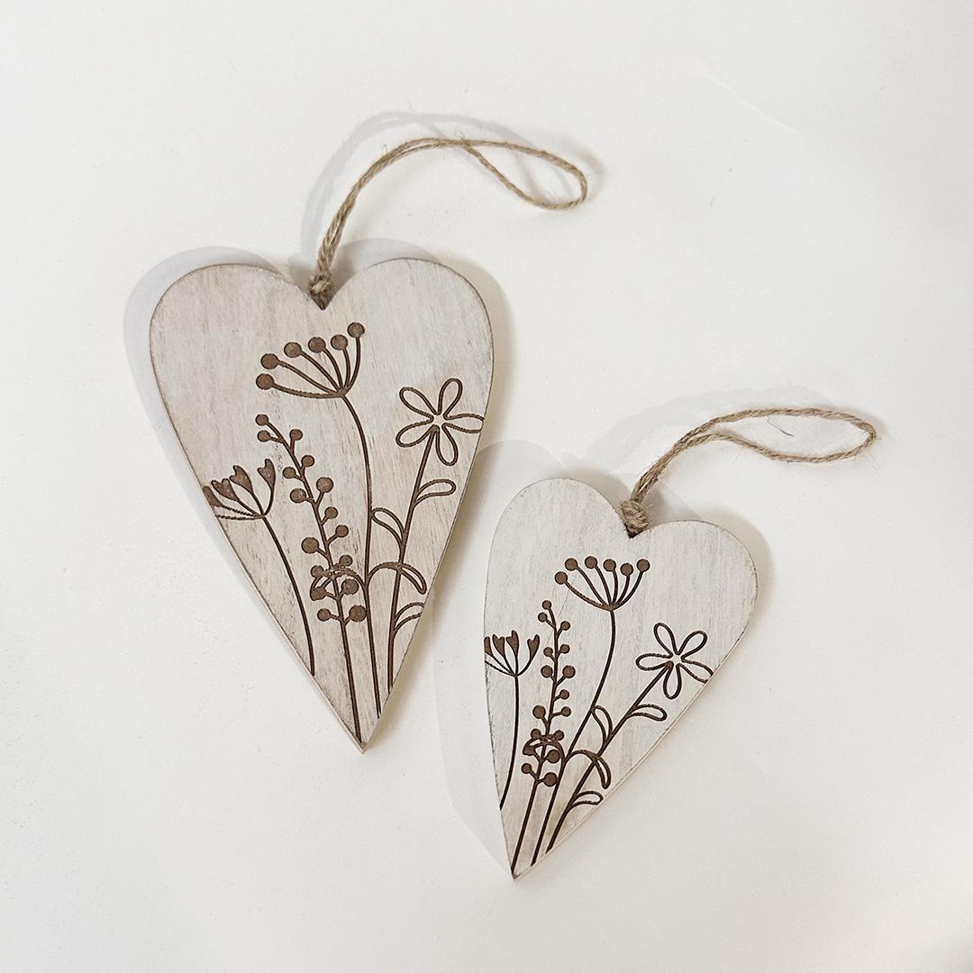 Hanging heart decoration with floral design