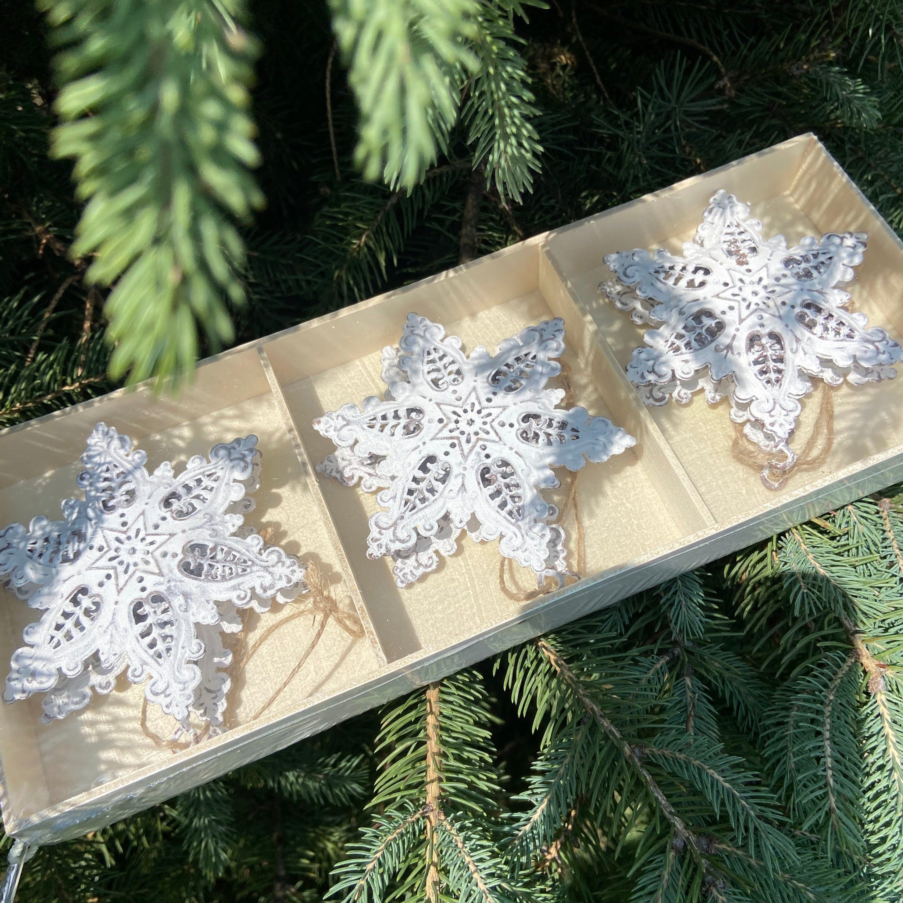 Christmas Ornament in a Wooden Gift Box, Set of 6