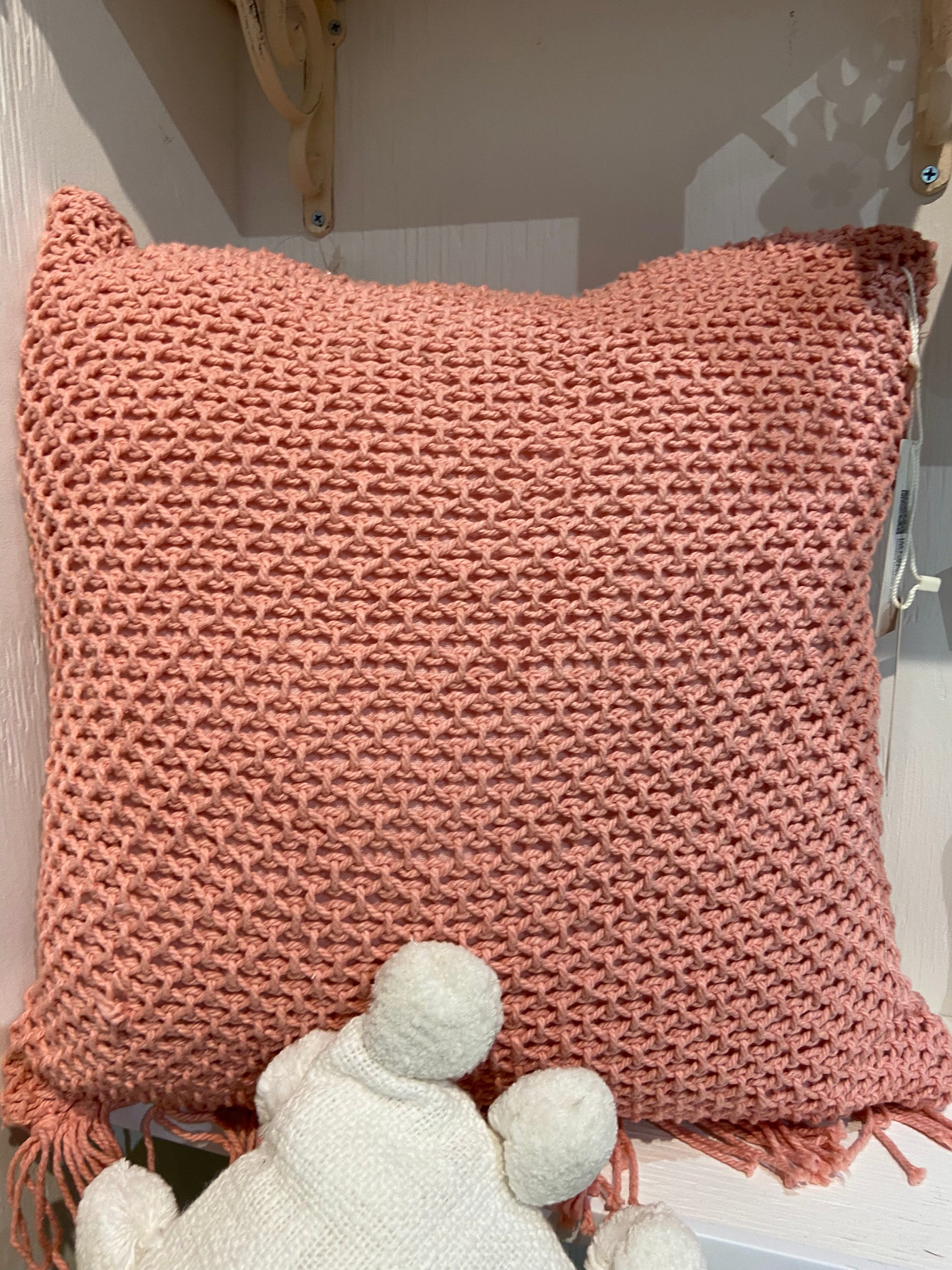 Knitted Coral Cushion Cover