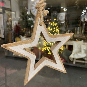 Wooden Star Ornament, Set of 2