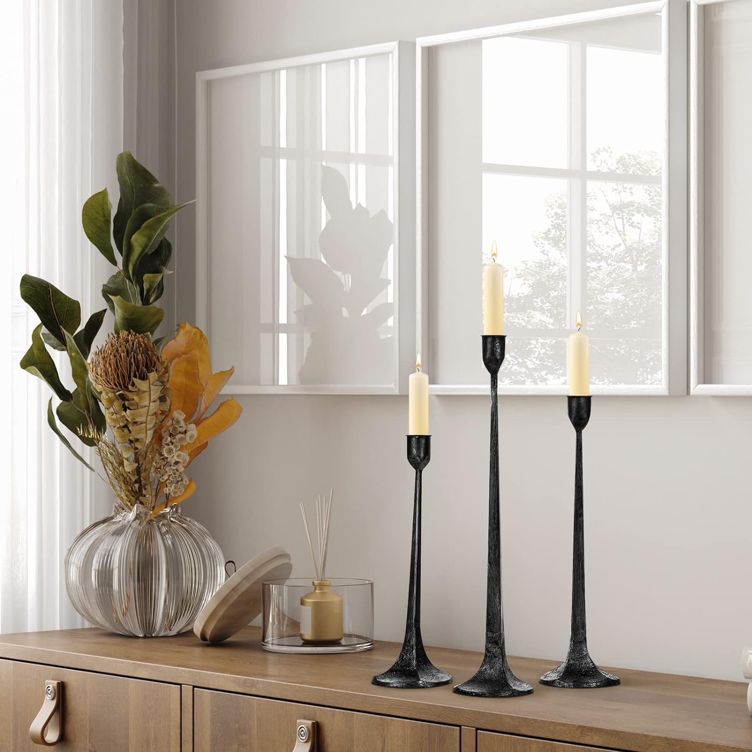 Iron Tabletop Candle Holders, Set of 3