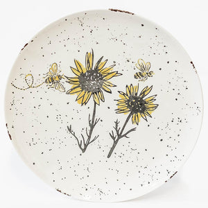 Ceramic Plate with Sunflower and Bee