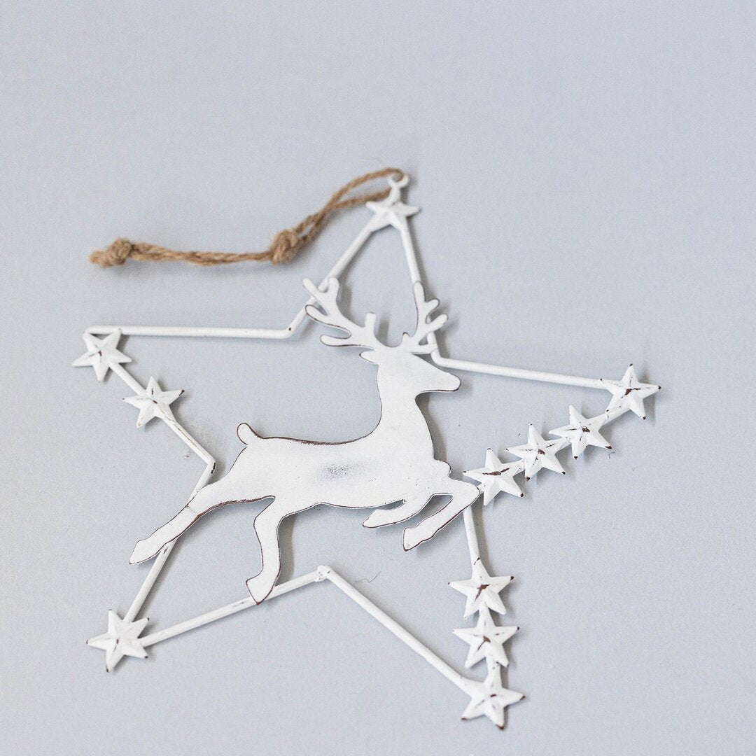 Metal Star Reindeer  Ornament