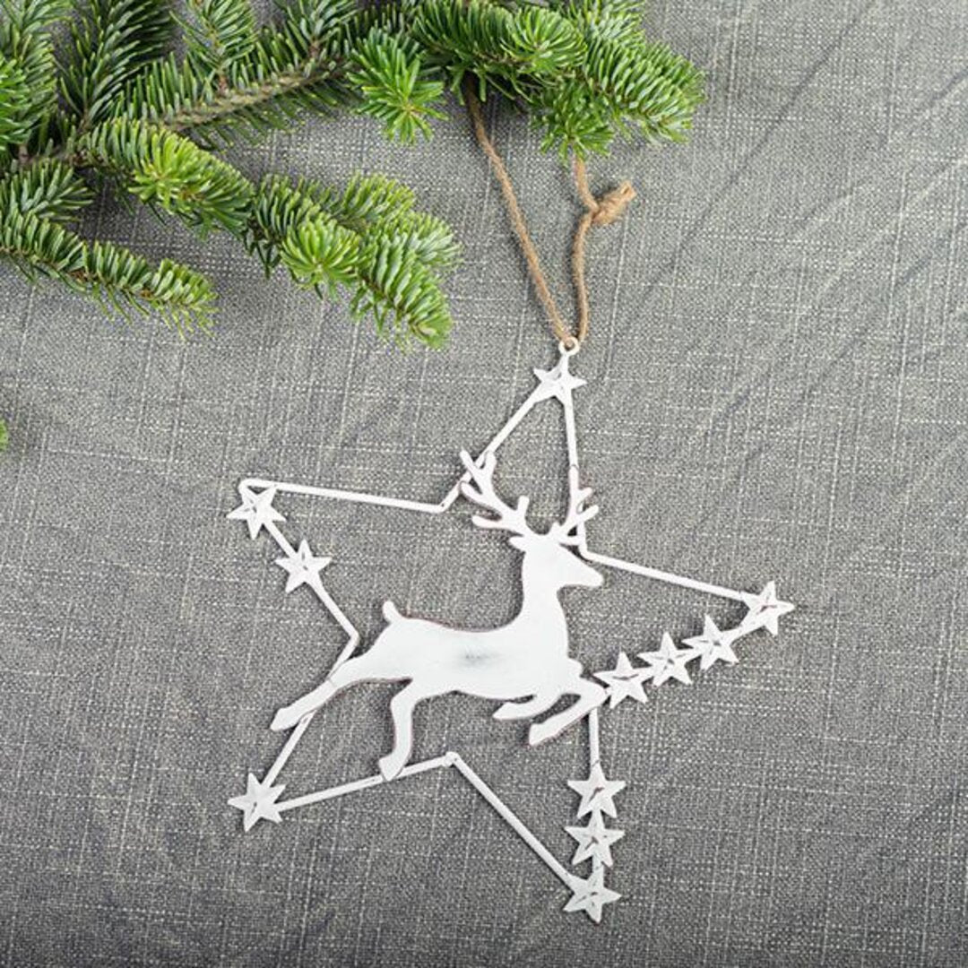 Metal Star Reindeer  Ornament