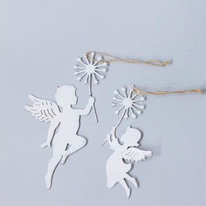 Metal angels hanging ornament, Set of 2