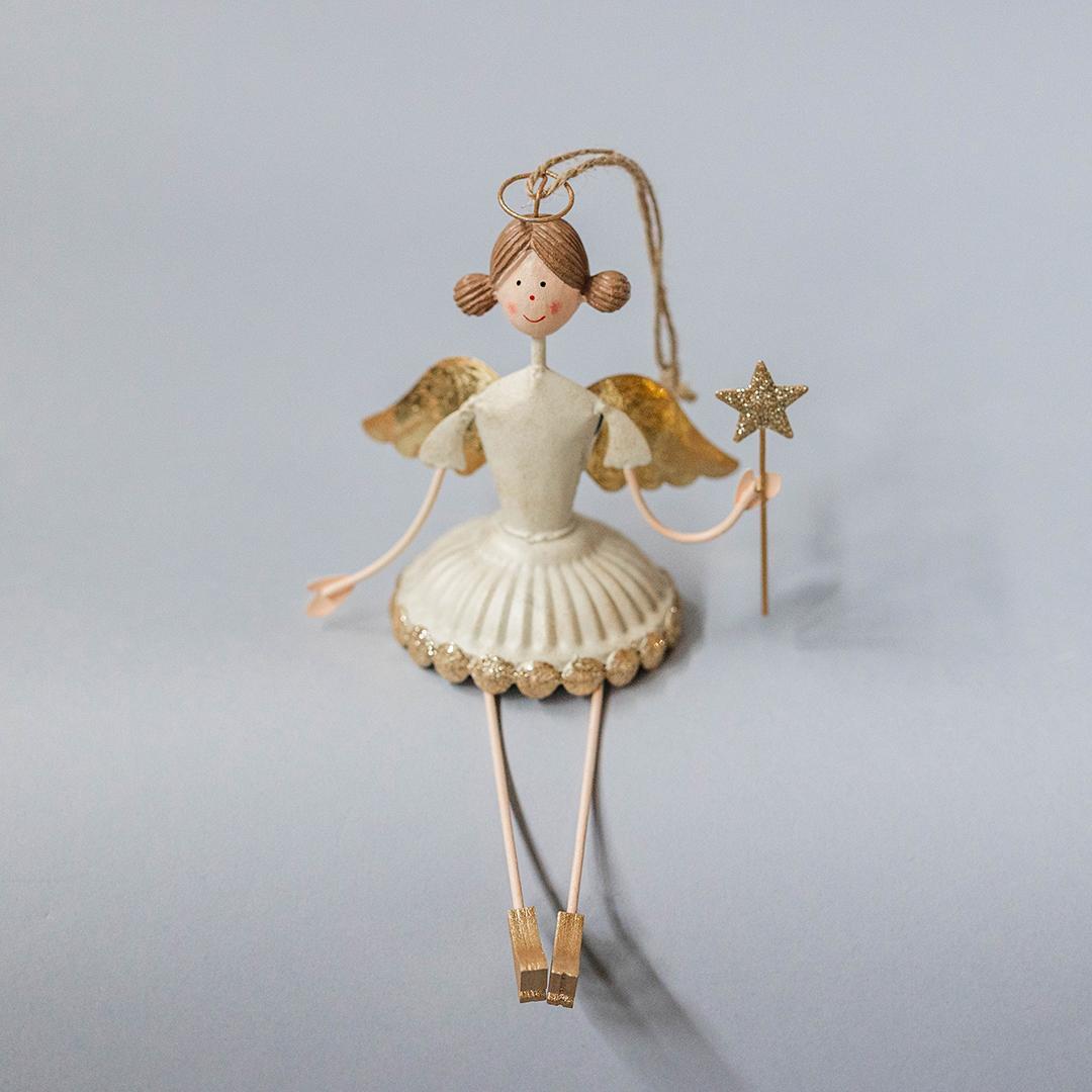 Metal Angel Holding A Star Wand Ornament