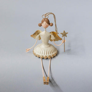 Metal Angel Holding A Star Wand Ornament