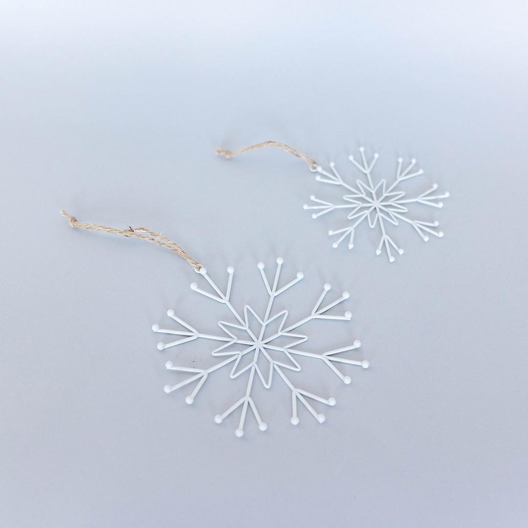 Metal snowflake ornament, set of 2