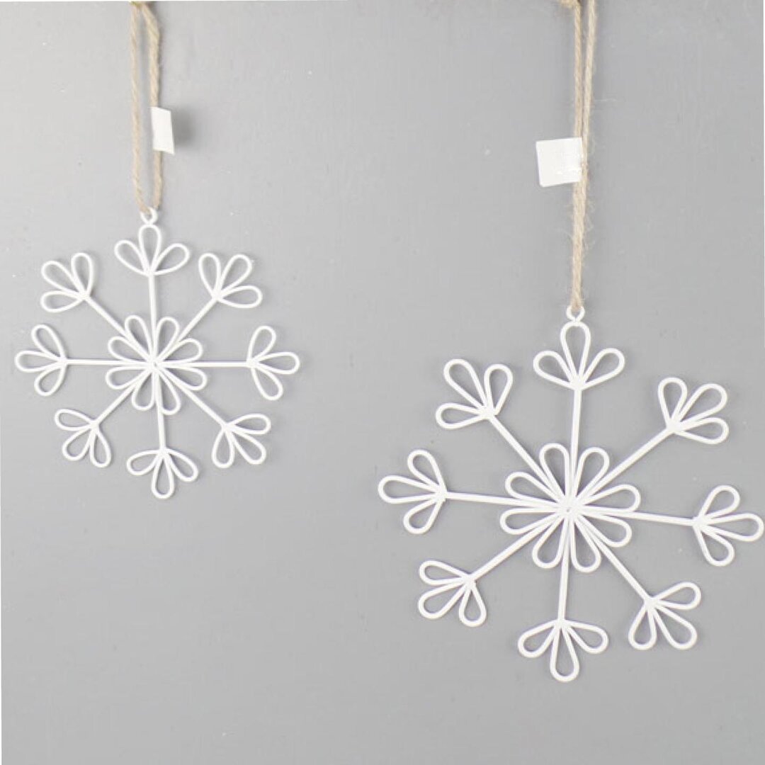 Metal snowflake hanger, set of 2